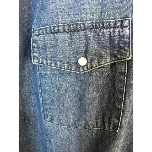 Frontier Western Cowboy Mens XL Blue Denim Pearl Snap Shirt L/S - Picture 2 of 5